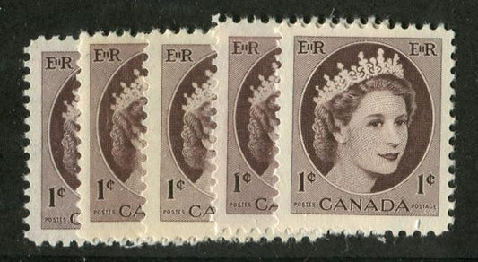 Shade Varieties Of The 1c Brown Wilding Issue - 1954-1963