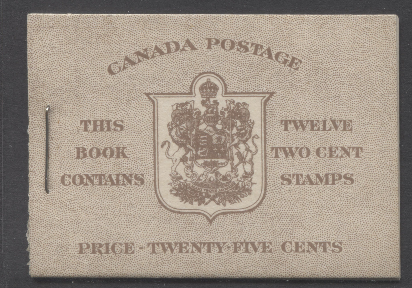 Lot 46 Canada #BK29cE 1937-1942 Mufti Issue, A Complete 25c English Booklet, Type II, 6c Rate Page, Vertical Wove Paper, Cream Gum, Front Cover IIc, Back Cover A, VF and Scarce As Only 196,900 English Booklets Issued