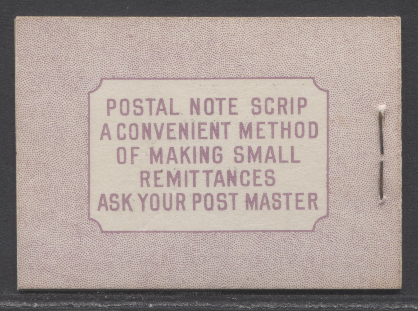 Lot 56 Canada #BK35cE 1942-1947 War Issue, A Complete 25c English Booklet, 2 Panes Of 4+2 Labels 3c Rose Violet, Front Cover IIe, Back Cover Cbi, Type IIa, 7c & 6c Rates, 'Post Master' Two Words, 1,201,000 Issued