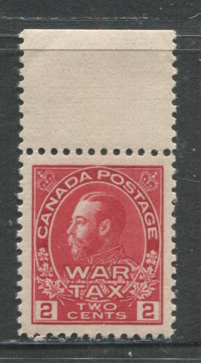 Lot 57 Canada #MR2a 2c Rose Carmine King George V, 1915-1918 Admiral War Tax Issue, A VF Example With Re-Distributed OG And Jumbo Margins
