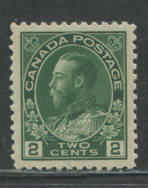 Lot 62 Canada #107a 2c Deep Green King George V, 1911c - 1928 Admiral Issue, A VFOG Example Of The Wet Printing On Experimental Thin Paper