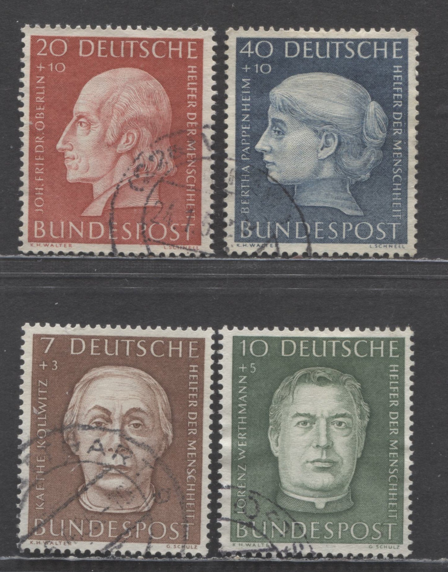 Lot 99 Germany Mi#200 (SC#B338)-203 (SC#B341) 1954 Welfare Organization Semi Postals, 4 Very Fine Used Singles, Click on Listing to See ALL Pictures, Estimated Value $45