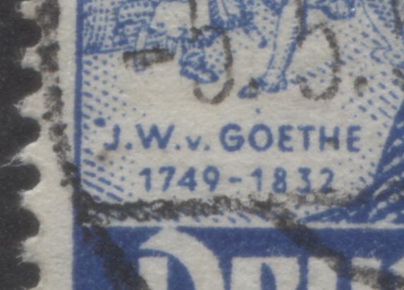 Lot 64 Germany - Berlin Mi#63I (SC#9N63) 30pf Blue 1949 Von Goethe Issue, Large Dot To Left Of 'J', Pos. 10, 20, 30, 40 & 50, A Very Good/Fine Used Single, Click on Listing to See ALL Pictures, Estimated Value $30