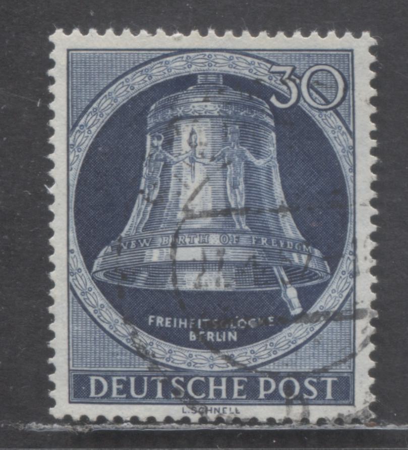 Lot 66 Germany - Berlin Mi#85 (SC#9N78) 30pf Blue 1951-1952 Re-engraved Freedom Bell Issue, A Very Fine Used Single, Click on Listing to See ALL Pictures, Estimated Value $37