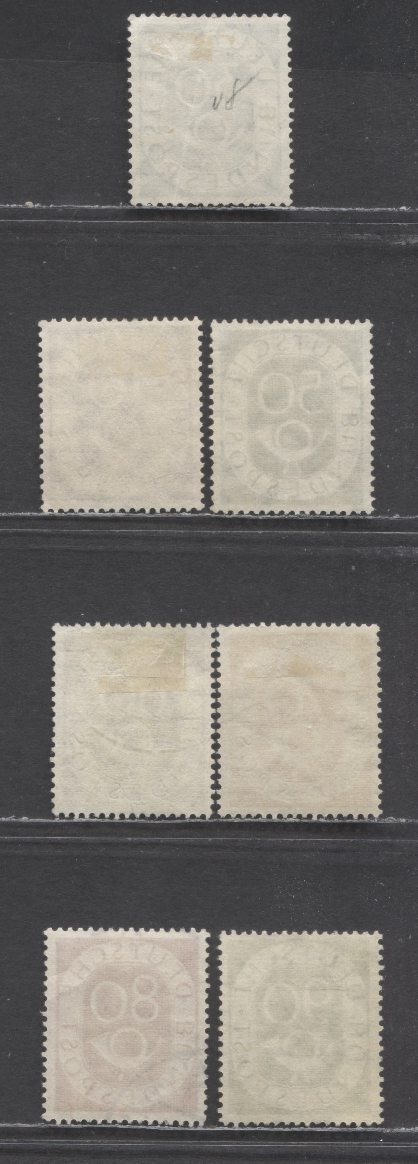 Lot 67 Germany SC#679-685 (Mi#132-138) 1951-1952 Posthorns Issue, 30pf Ultramarine-40pf Yellow Green, 7 Very Fine Used Singles, Click on Listing to See ALL Pictures, Estimated Value $22 USD
