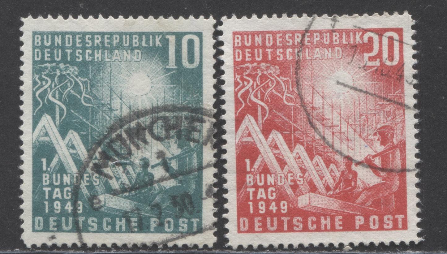 Lot 97 Germany Mi#111 (SC#665)-112 (SC#666) 1949 First Federal Assembly, 2 Very Fine Used Singles, Click on Listing to See ALL Pictures, Estimated Value $35