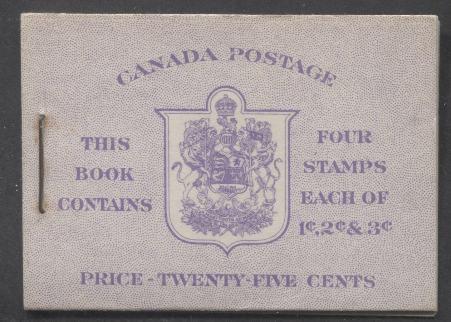 Lot 68 Canada #BK37e 1c,2c,3c , 1942-1943 King George VI War Issue, A VFNH Booklet Containing Panes of 4 + 2 Labels, With Surcharged Rate Page, Harris Front Cover Type IIg
