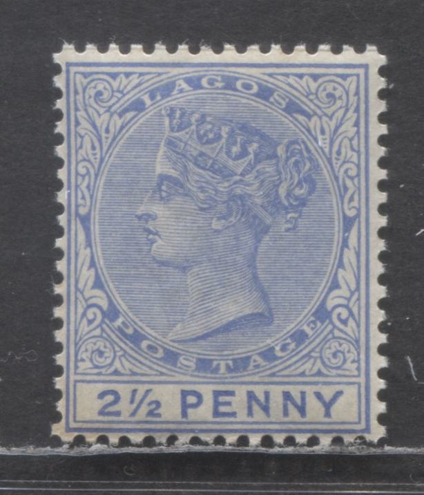 Lot 110 Lagos SC#19b 2.5d Pale Ultramarine 1884-1886 Queen Victoria Issue, Larger Letters Of Value, A VFNH Single, Click on Listing to See ALL Pictures, Estimated Value $50