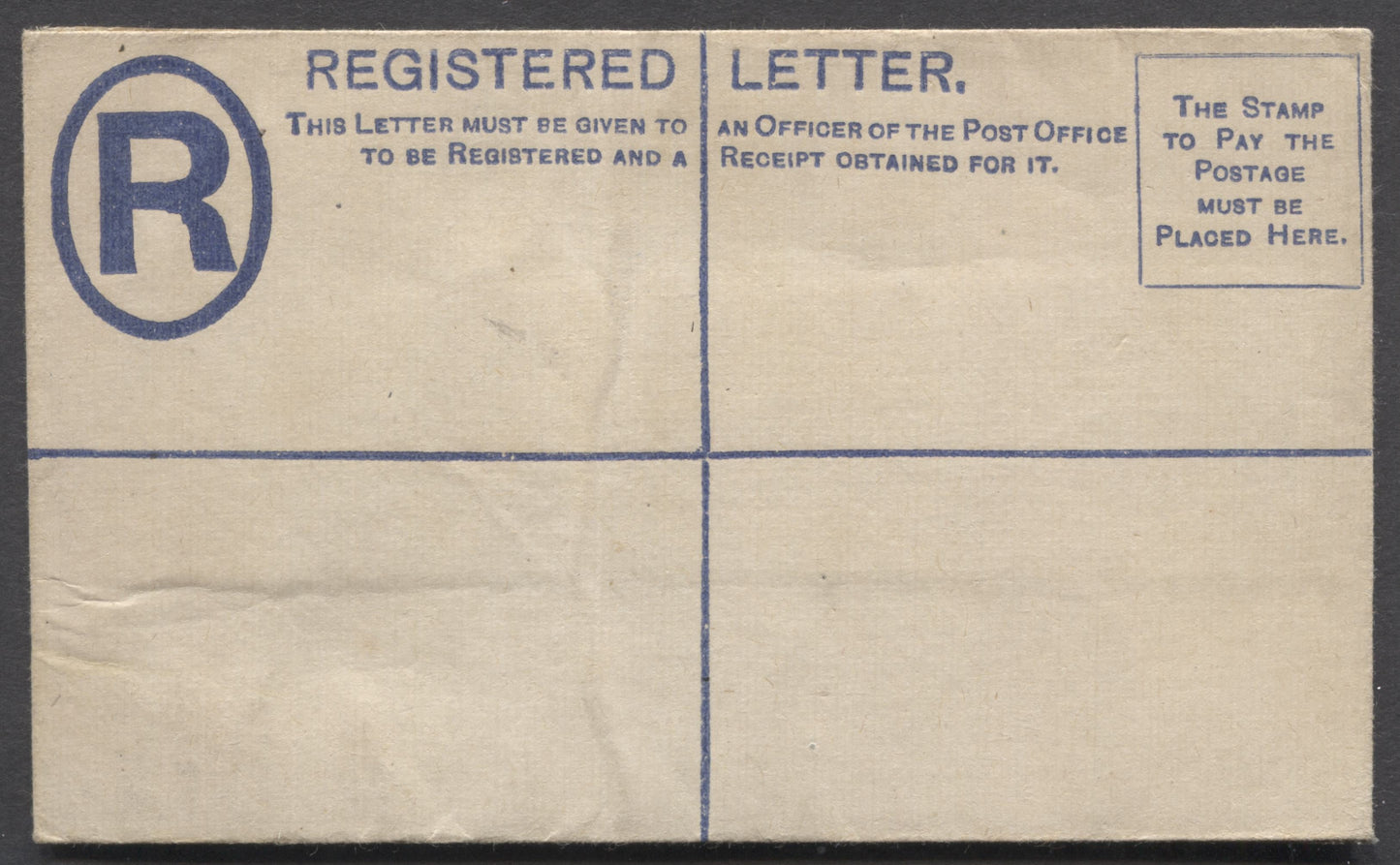 Lot 72 Niger Coast Protectorate SC# 1892-1893 Queen Victoria Issue, 2d Small Registration Envelope, Showing Compensation Limits To 25 GBP, A Fine/Very Fine Used Registration Envelope, Estimated Value $25