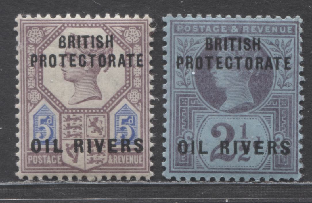 Lot 115 Niger Coast Protectorate SC#4-5 1892 Overprinted GB Issue, Imperial Crown Wmk, 2 F/VFOG Singles, Click on Listing to See ALL Pictures, 2017 Scott Cat. $30
