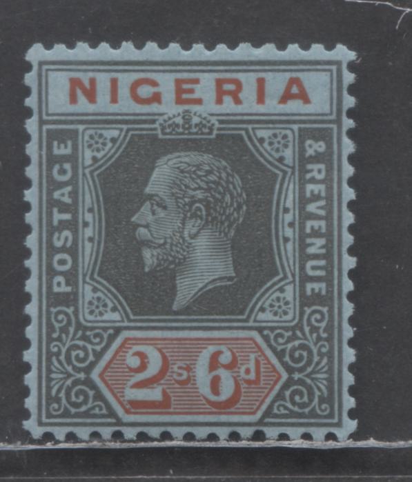 Lot 140 Nigeria SC#30a 2/6d Black & Scarlet 1921-1933 King George V Imperium Keyplates, On Deep Blue, Die 1, Multiple Script CA Wmk, A VFOG Single, Click on Listing to See ALL Pictures, 2022 Scott Classic Cat. $50