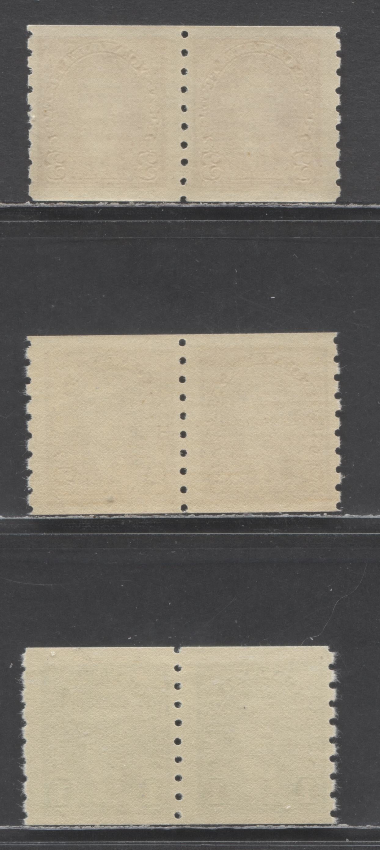 Canada #238-240 1c-3c Green - Carmine King George VI, 1937 Mufti Coil Issue, 3 FNH Coil Pairs