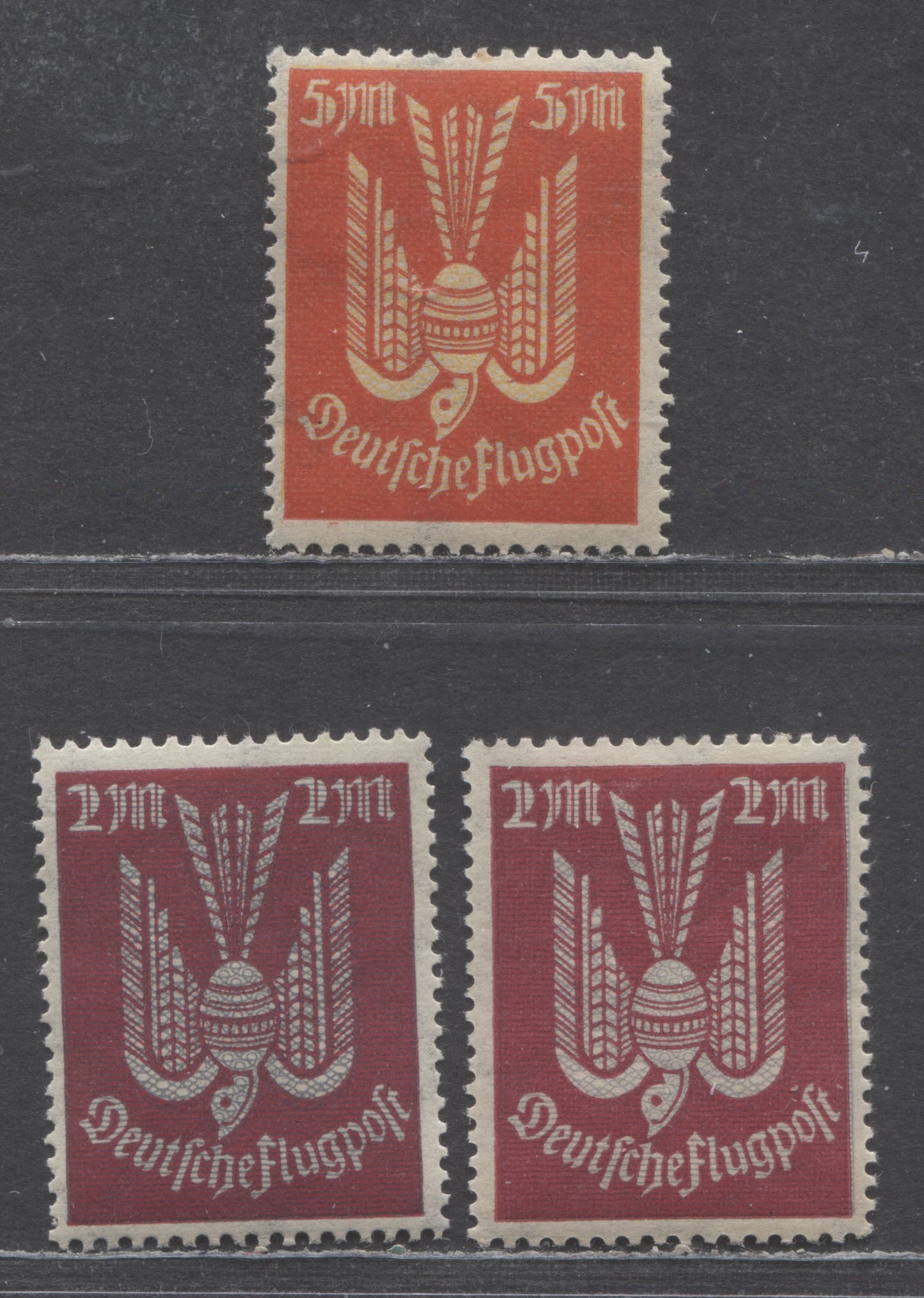 Lot 147 Germany MI#216a (SC# C9var)-216b (SC# C11) 1922-1923 Airmails, 3 FNH Singles, Click on Listing to See ALL Pictures, Estimated Value $20