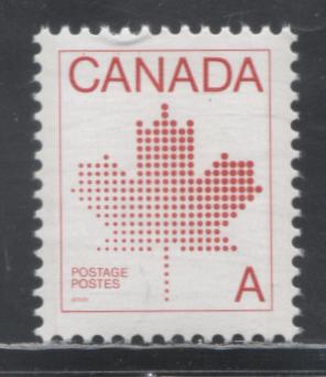 Lot 31 Canada #907iii A(30c) Red Maple Leaf, 1981 Non-Denominated 'A' Definitive, A VFNH Single On NF/MF-fl Coated Paper, Tag Streak Running Down Center Of Stamp