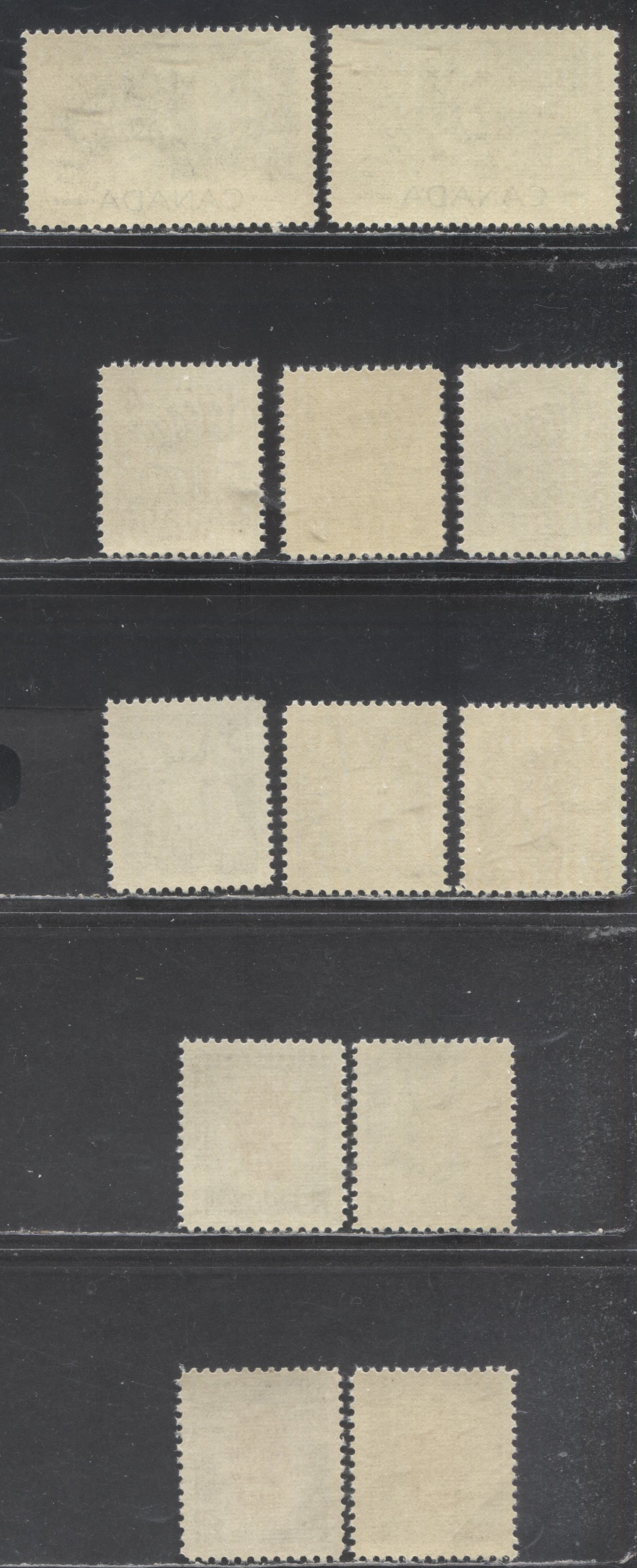 Canada #359-36, 364 4c-5c Violet, Ultramarine, Olive Grey & Vermilion Various Subjects, 1956 Hockey - Fire Prevention Issues, 12 VFNH Singles, Horizontally Ribbed Paper, Cream Semi-Gloss Gum, All Selected For Centering