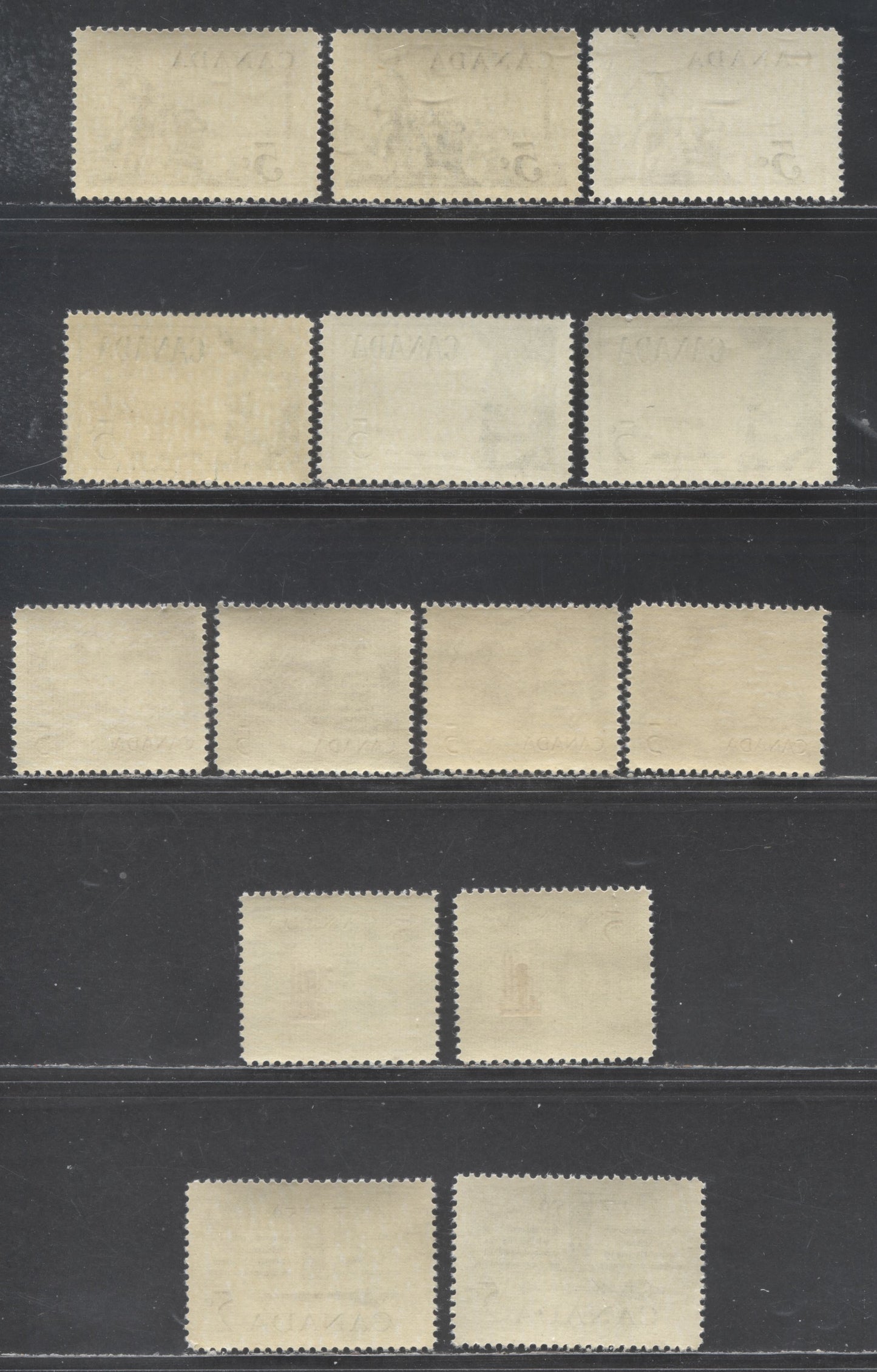 Canada #378-382 5c Various Colours Various Subjects, 1958 La Verendrye - First Assembly Issues, 14 VFNH Singles,Smooth Paper, Ribbed On Back, Streaky And Smooth Cream Semi-Gloss Gum Slightly Different Shades