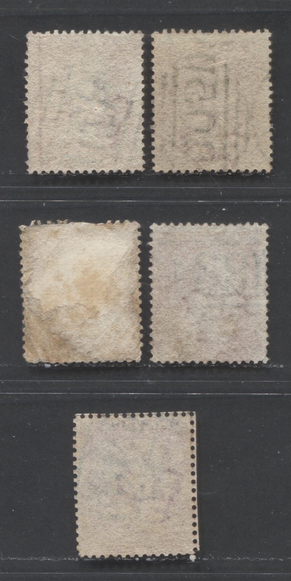 Lot 88 Great Britain - Barred Numeral Cancels For England & Wales: 800-899 SC#20 1d Rose Red 1857-1863 1d Red Stars, Large Crown, White Paper, Perf. 14 Issue, #805, #820, #831, #875 and #890, 5 VG Used Singles, Estimated Value $15