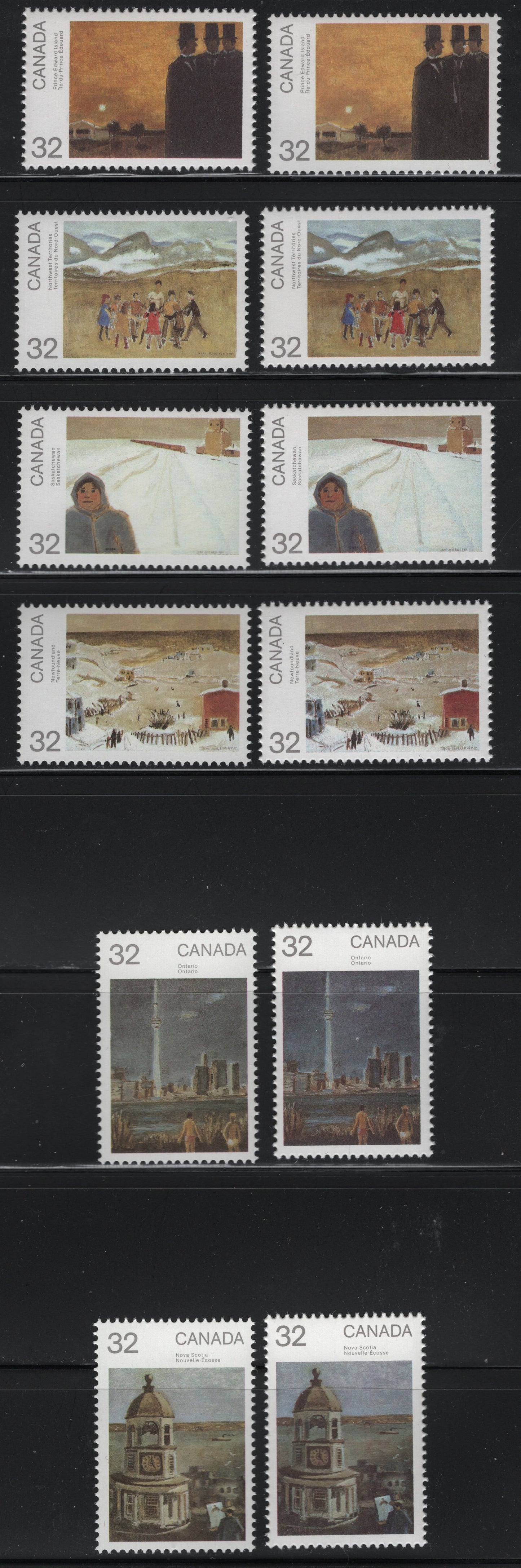 Canada 1022-1027 32c Multicoloured Various Designs, 1984 Canada Day Issue, 12 VFNH Singles NF/NF Clark Paper, Each Design With 2 Different Shades