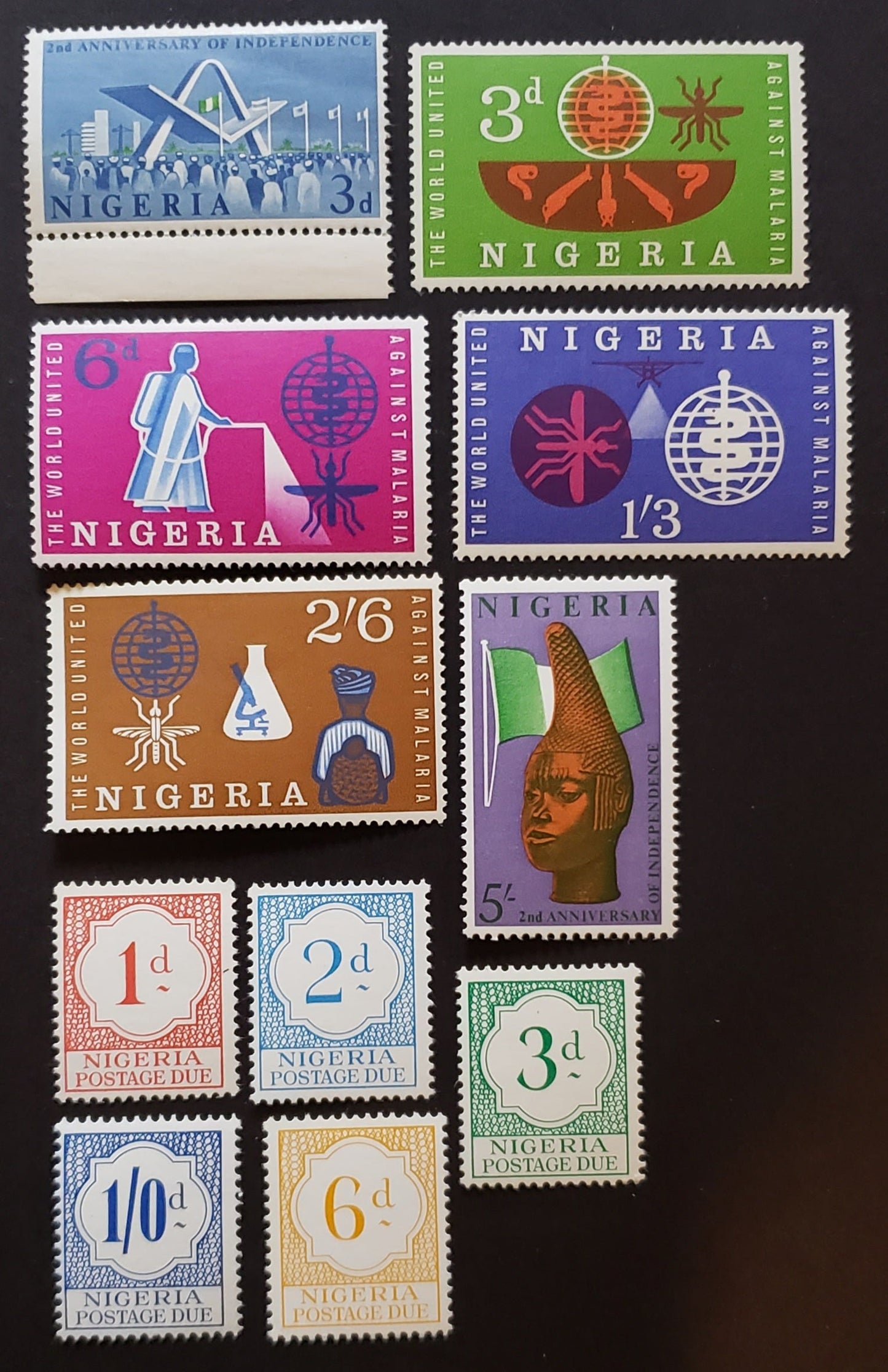 Lot 25 Nigeria SC#J6/133 1961-1962 Postage Due /Second Anniv. Of Independence Issues, 11 VFNH Singles, Click on Listing to See ALL Pictures, 2017 Scott Cat. $3.95