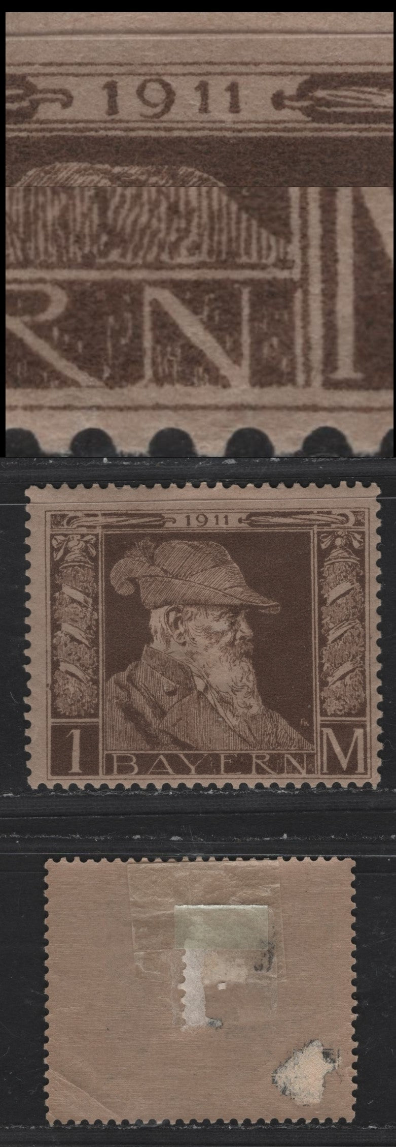 Lot 169 Bavaria Michel# 86I, Scott#86 1m Brown On Grey Brown Paper, 1911 Prince Regent Luitpold 90th Birthday Issue, A VGOG Single Type I