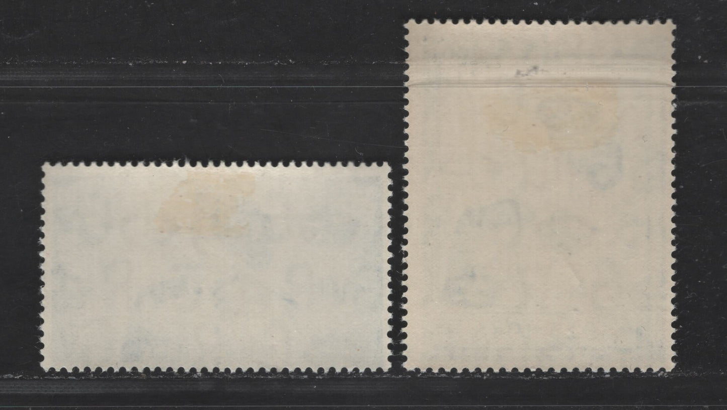 Lot 176 Great Britain SG#493-494 2.5d - £1 Ultramarine & Blue KGVI & Queen Elizabeth, 1948 Silver Wedding Issue, 2 FOG Singles, Perfs 15x14 & 14x15, Wmk 127