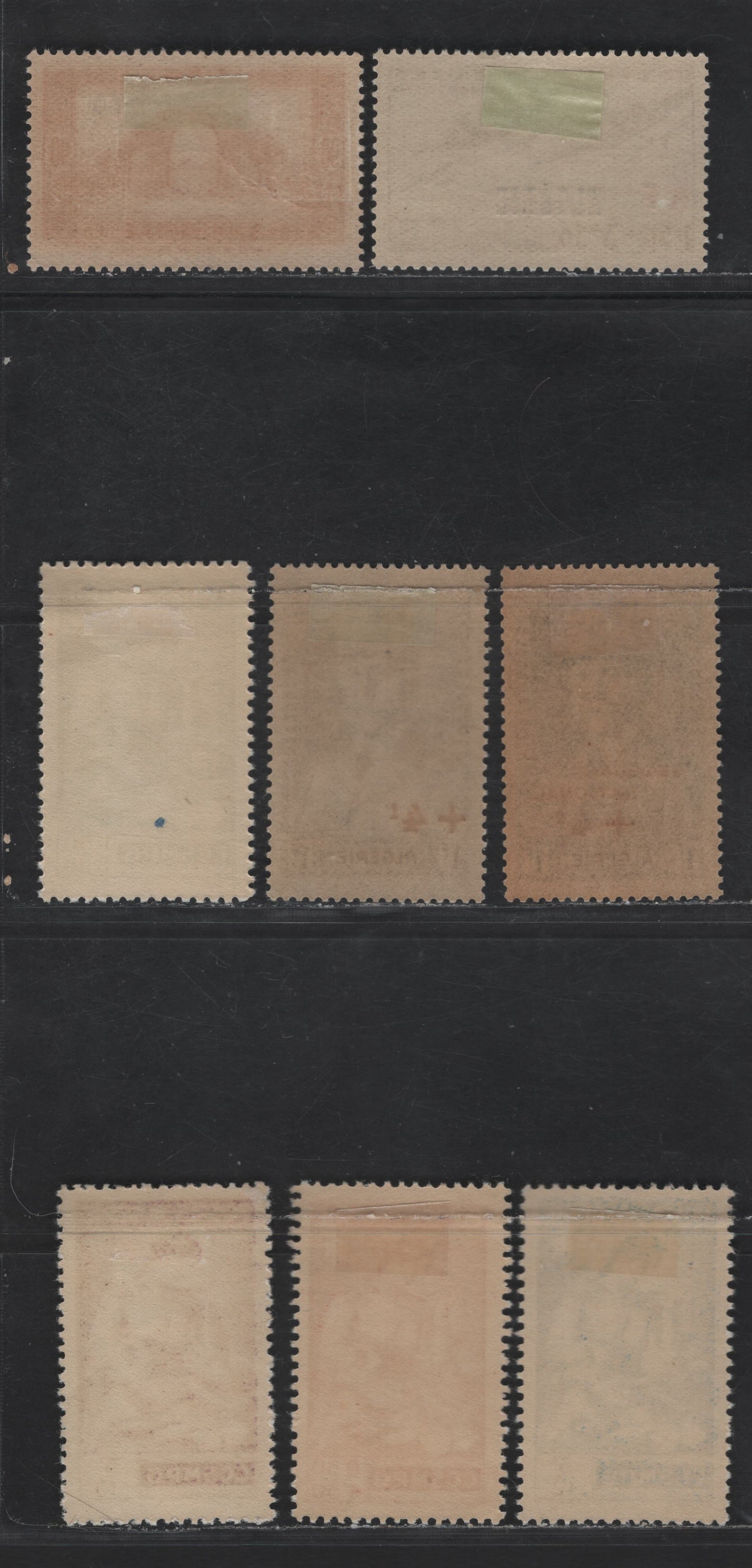 Lot 19 Algeria SC#B36-B42 1fr+4fr - 1.50fr+3.50fr Black - Ultramarine, Red Orange & Black Marshal Petain - Mother & Child, 1941-1945 Semi Postals, 8 VFOG Singles