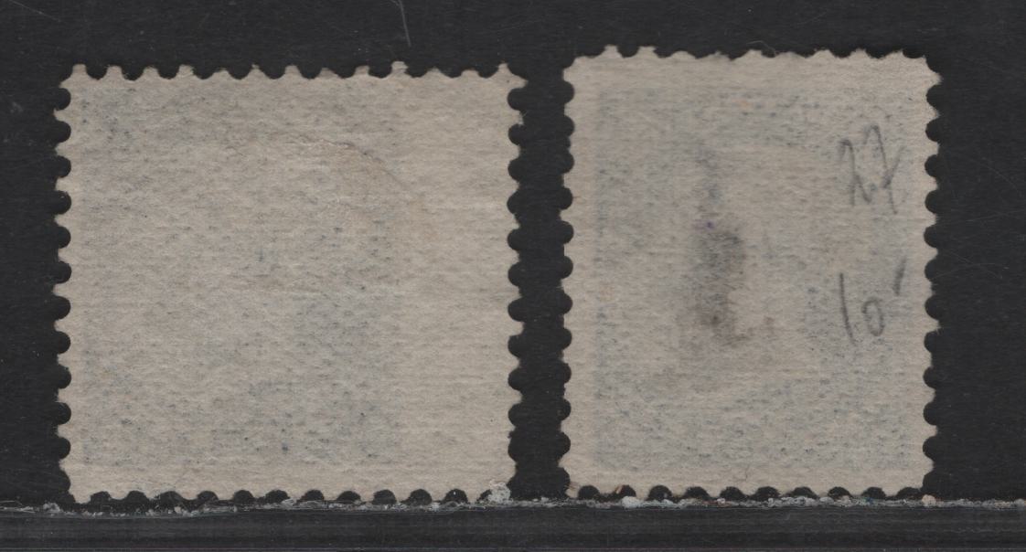 Lot 193 Canada #34 1/2c Silver Black Queen Victoria, 1870-1893 Small Queen Issue, 2 Fine Unused Singles, Late Montreal Printings, Stout Horizontal Coarse Mesh, Non Porous Wove Paper (LM-A), Perfs 12x12.25 & 12.25, One With Plate Position Dot, One Without