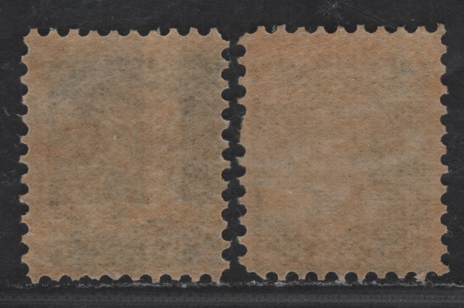 Lot 206 Canada #34 1/2c Black Queen Victoria, 1870-1893 Small Queen Issue, 2 VGNH Singles, Mid Second Ottawa Printing, Paper Type 2O-B (See Body), Perfs 11.9x12 & 12x12.1