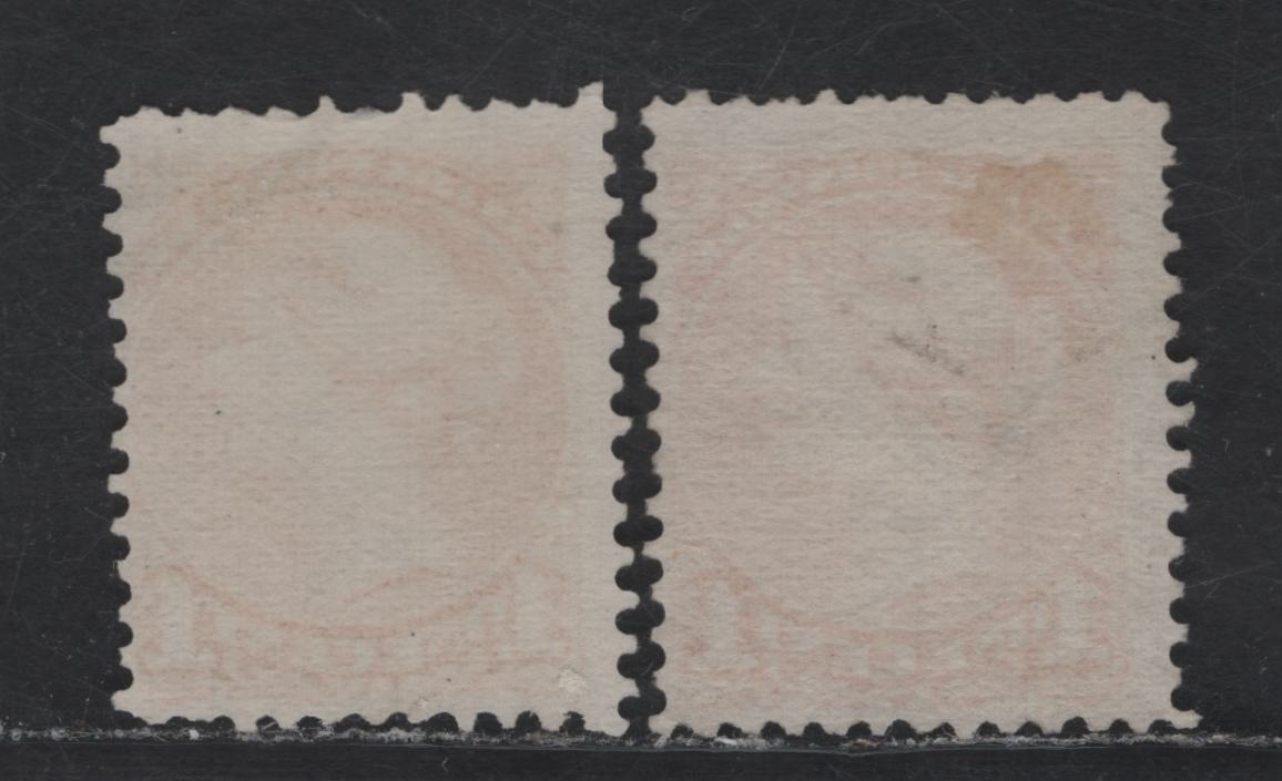 Lot 235 Canada #35iv 1c Deep Yellow Orange & Deep Orange Queen Victoria, 1870-1893 Small Queen Issue, 2 Fine Used Singles, First Ottawa Printings, Paper Types FO-D & FO-E (See Body)