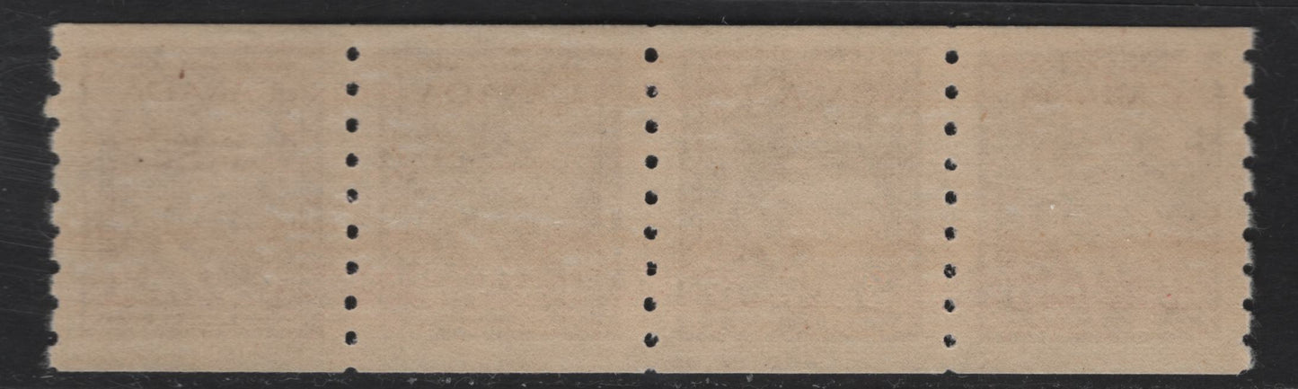 Lot 272 Canada #266 3c Rose Violet King George VI, 1942-1943 War Issue Coils, A VFNH Coil Strip Of 4, Perf 8 Vertical