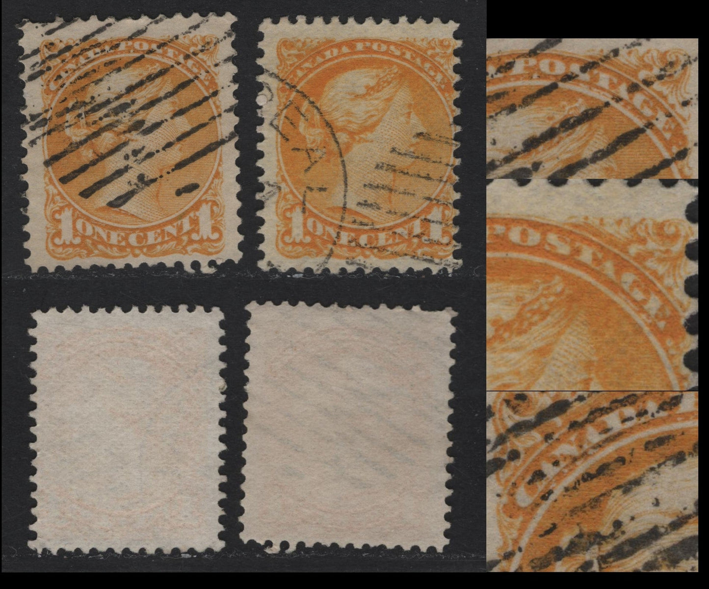 Lot 340 Canada #35i 1c Yellow & Bright Yellow, A Fine Used Single Late Montreal Printings, Stout Horizontal Non-Porous Paper With Coarse Horizontal Mesh (LM-A), Perf.12.1 & 12.1 x 12.2, Dry Inking Under "GE", "ANA" & "POSTAGE"