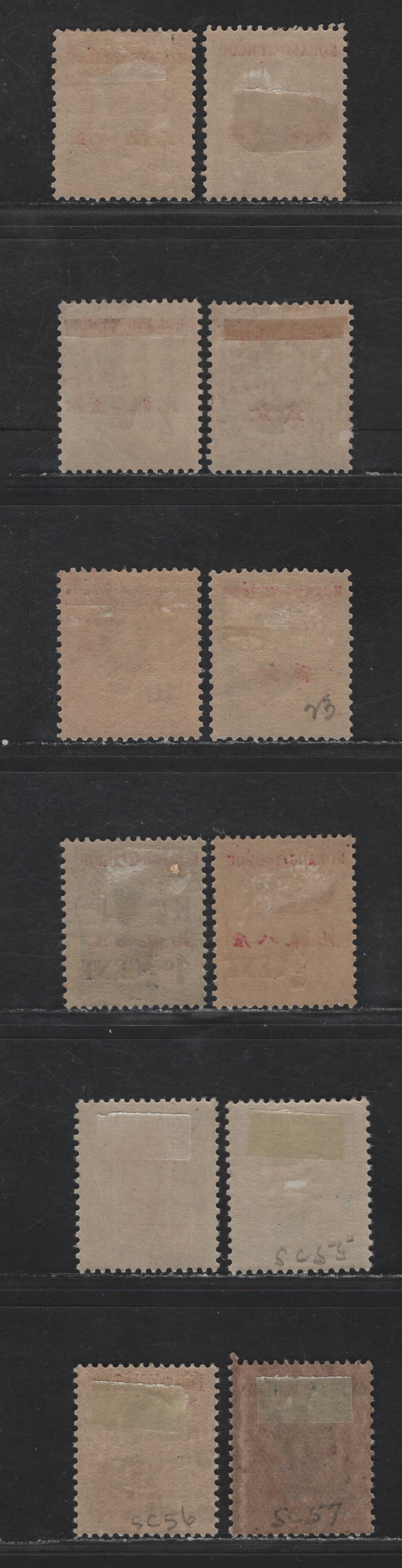 Lot 51 French Offices Abroad - China (Kwangchowan) SC#18-23, 36-37, 54, 56-57 1c - 4/5c Olive Brown & Black - Bright Rose & Black Annamite Girl & Cambodian Girl, 1908-1923 Surcharged Issues, 12 F/VFOG Singles