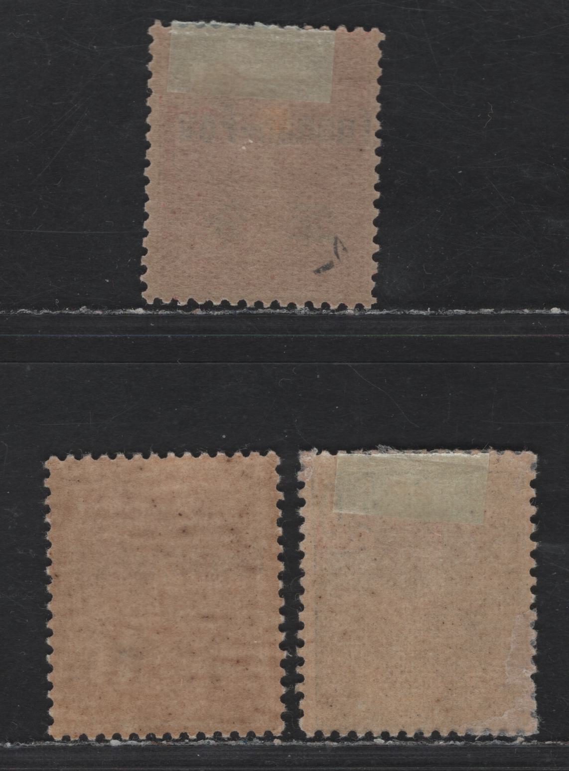 Lot 57 French Offices Abroad - China (Yunnan Fou) SC#21, 27-28 10c - 50c Carmine - Bister Brown France Figurine, 1906 Surcharged Issue, 3 FOG Singles