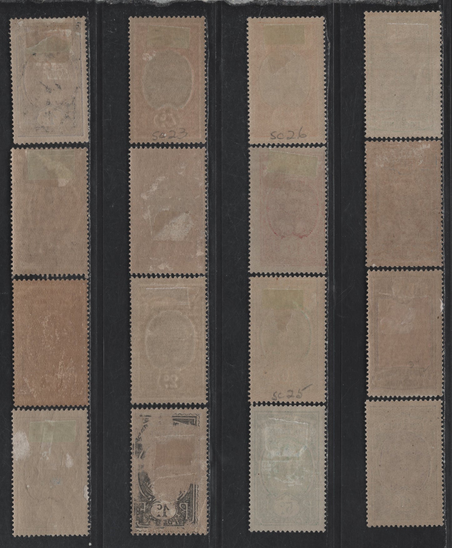 Lot 90 French Polynesia SC#21-24, 27-30, 34, 43, 45 1c - 60c Violet & Brown - Green & Black Tahitian Girl - Kanakas, 1913-1930 Pictorial Definitive Issue, 16 F/VFOG Singles, Shade Variations