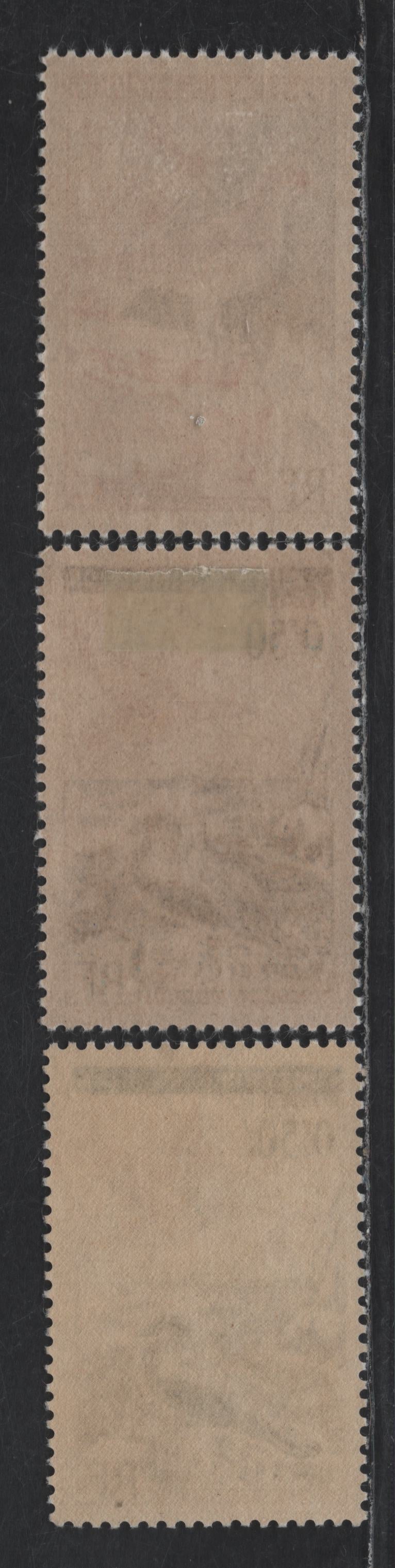 Lot 103 St Pierre & Miquelon SC#362-363 50c & 1fr Black, Ultramarine & Ocher - Red Brown, Ultramarine & Rose Elder Ducks - Rock Ptarmigan, 1963 Bird Issue, 3 F/VFNH Singles, Dull & High Fluorescent Paper, Unlisted In Scott
