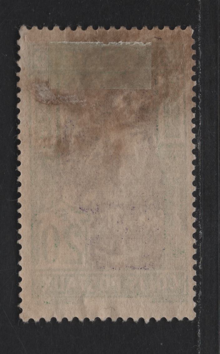 Lot 142 Tunisia SC#Q25 20fr Yellow Green & Deep Violet Gathering Dates, 1926 Parcel Post Issue, A Very Fine Unused Single