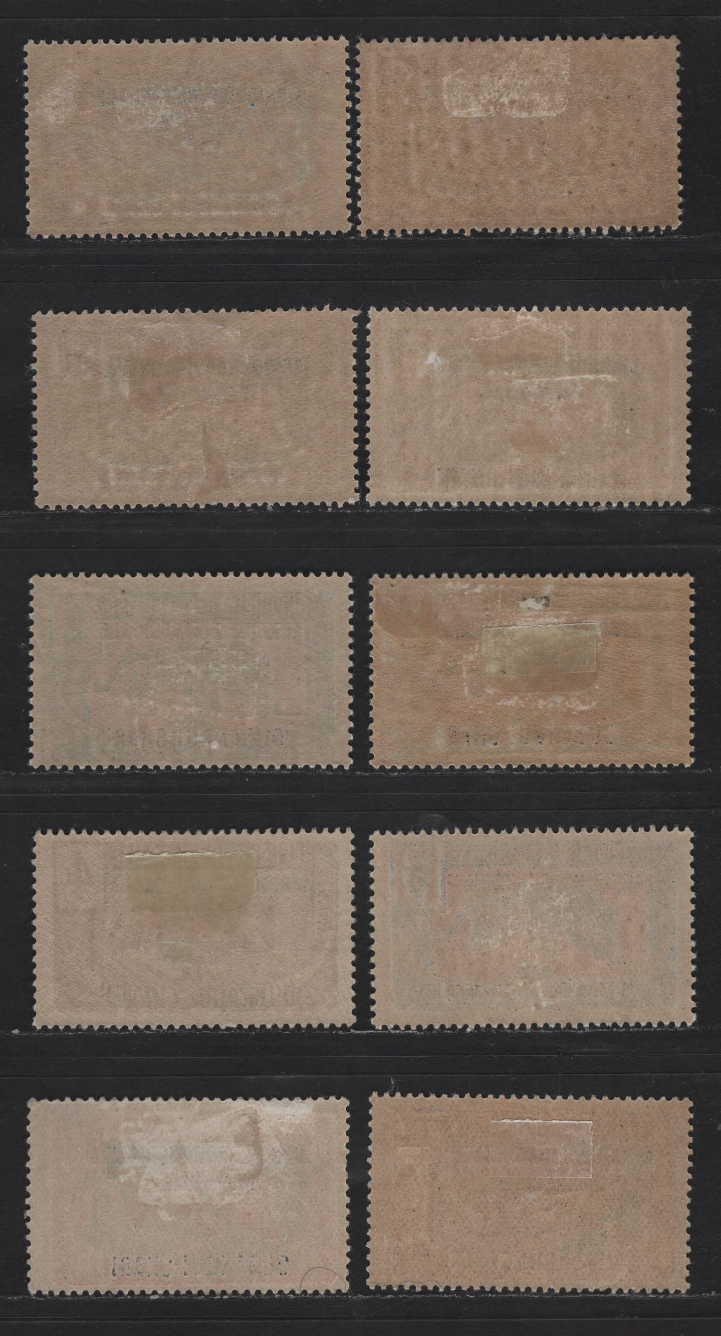 Lot 157 Ubangi-Shari SC#41-44, 46, 48 1c - 15c Violet & Green - Salmon & Dull Blue Tiger, 1924-1933 Equatorial Africa Overprinted Issue, 9 F/VFOG Singles