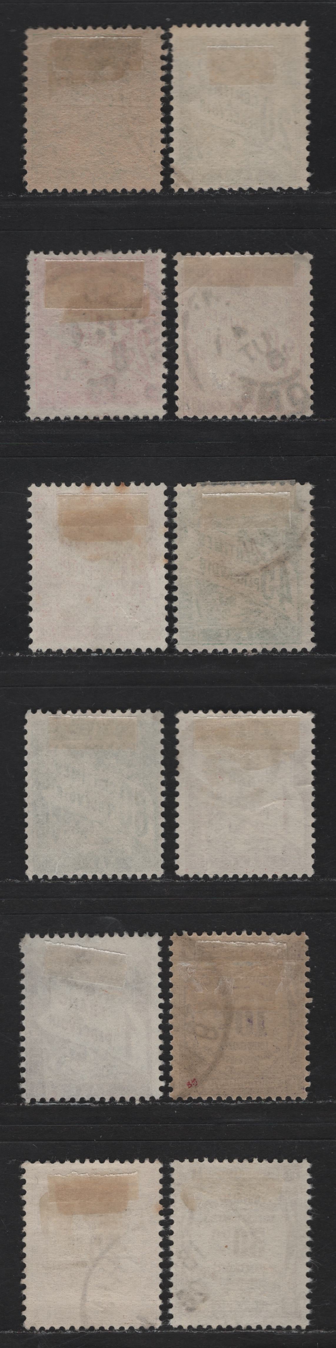 Lot 178 France SC#J31a, J32-J34, J36-J37, J39, J41-J42, J47-J49 15c - 30c Light Green on Grayish - Bistre Numeral & Banner, 1893-1941 Postage Dues, 12 Fine/Very Fine Used Singles