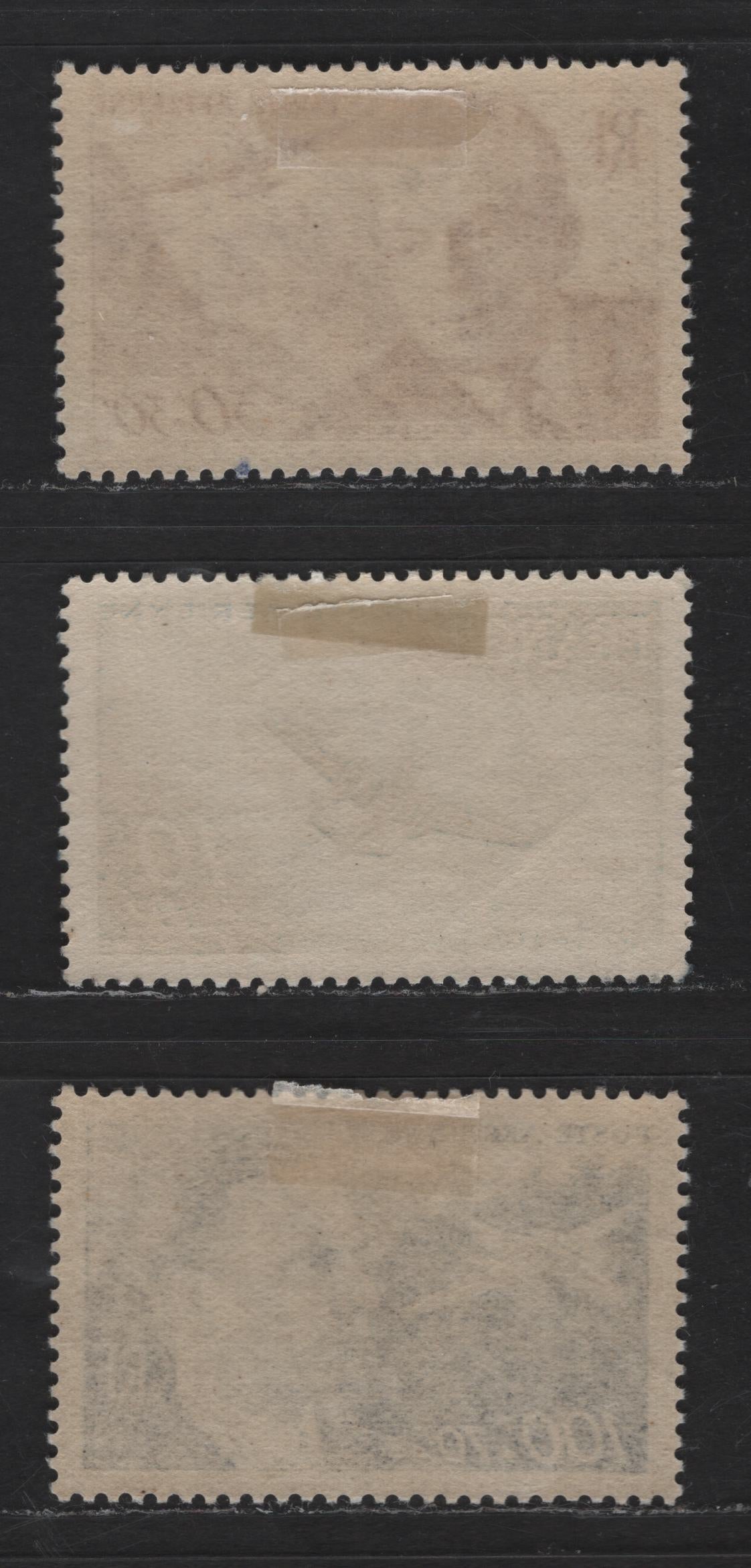 Lot 193 France SC#CB1-CB3 50fr+30fr - 40fr+10fr Violet Brown - Dark Blue Antoine de Saint-Exupery - Modern Plane and Ader's 'Eole', 1948 Airmail Semi Postal Issues, 3 VFOG Single