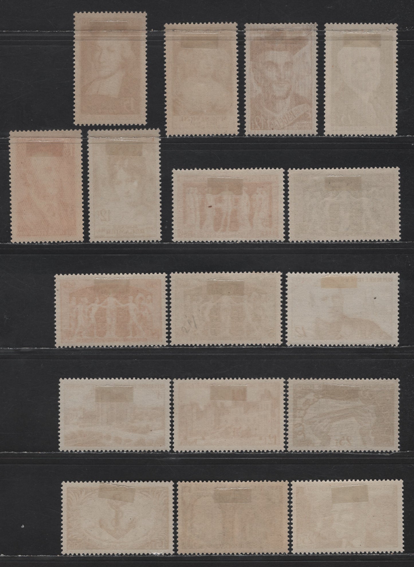 Lot 237 France SC#633-649 15fr - 30fr Deep Carmine - Bright Blue Assembly of Presidents Chamber of Commerce - Wandrille Abbey, 1949 Pictorial Issues, 17 VFOG Singles