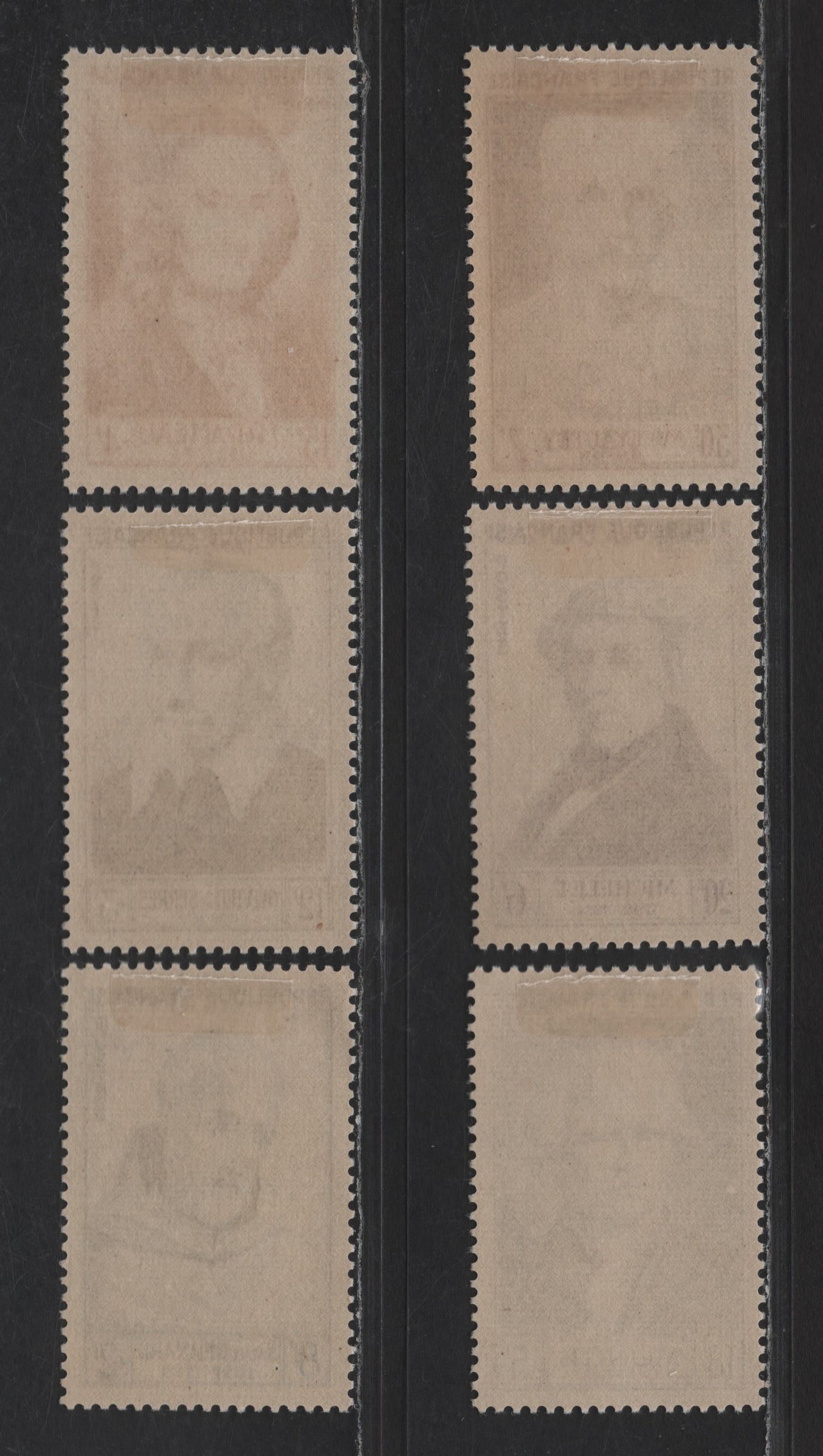 Lot 247 France SC#B276-B281 8fr+2fr - 30fr+7fr Ultramarine - Brown St. Bernard - Marshal Hubert Lyautey, 1953 Semi Postal Issue, 6 VFOG Singles, DF Paper