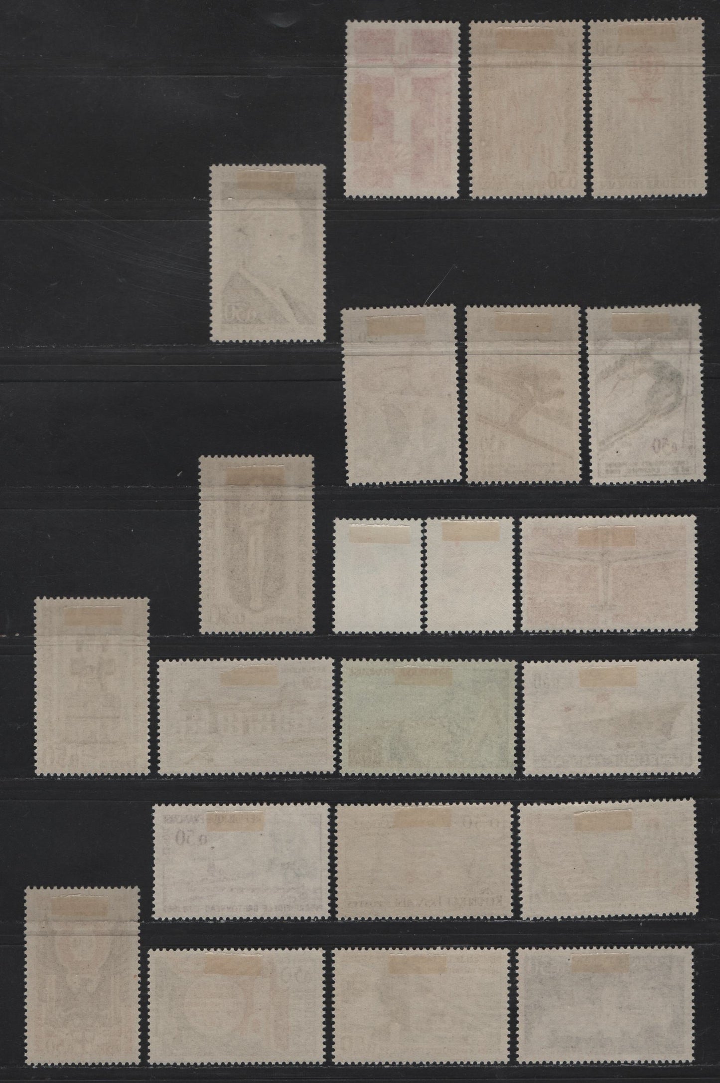 Lot 283 France SC#1018-1039 30c Dark Blue, Black & Carmine - Black, Grayish Blue & Green Liner France - Palais of Justice, 1962 New French Liner - Palais of Justice Issues, 22 VFOG Singles, DF, LF, MF, HF & HB Papers