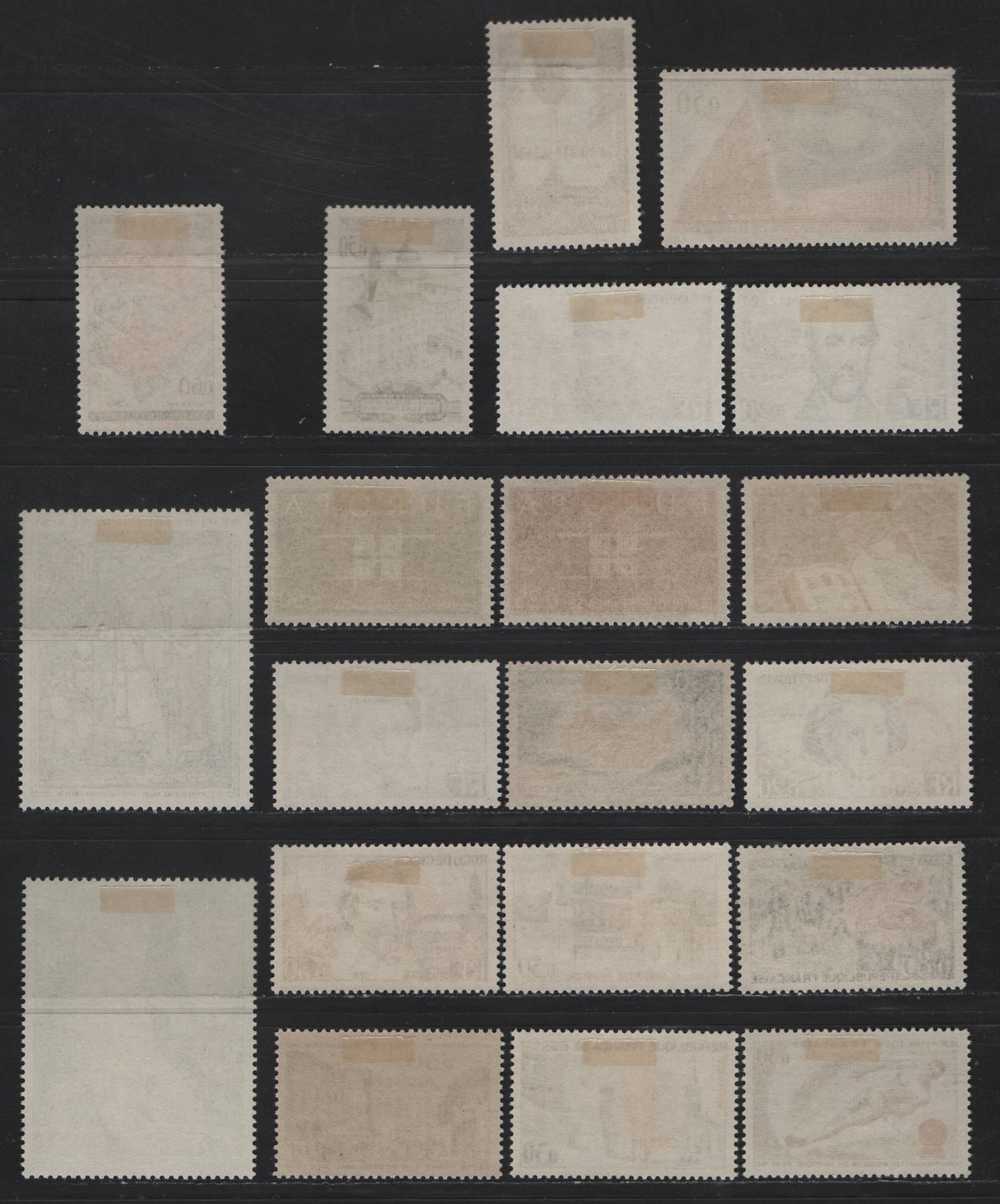Lot 287 France SC#1059-1078 20c - 25c Ocher, Slate & Bright Green - Dark Gray, Slate Green & Dark Carmine Beethoven - Philatelic, 1963 Pictorial Issues, 20 VFOG Singles, DF, LF, Fluorescent, MF & HB Papers