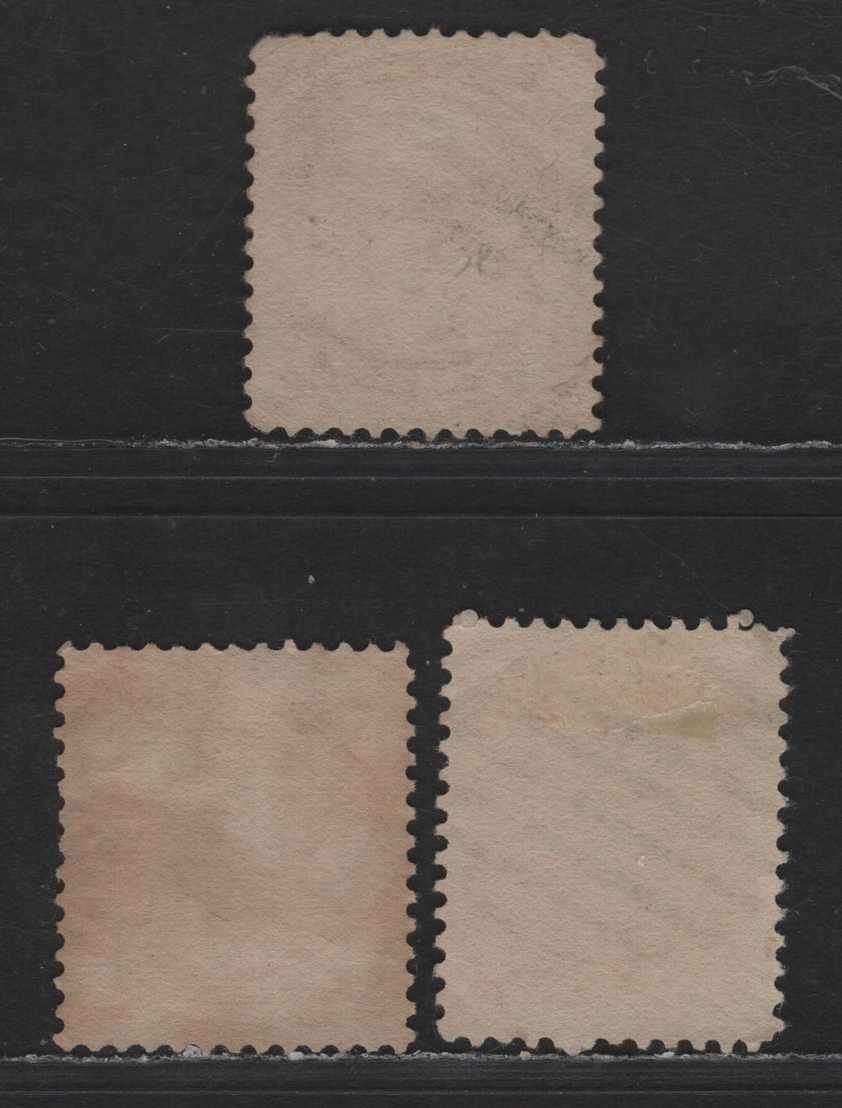 Lot 305 Canada #35 1c Yellow, Pale Yellow, Deep Dull Yellow Queen Victoria, 1870-1893 Small Queen Issue, 3 Very Fine Used Singles, Mid Second Ottawa Printings, Paper 2O-P, Perfs 12 and 12x11.9