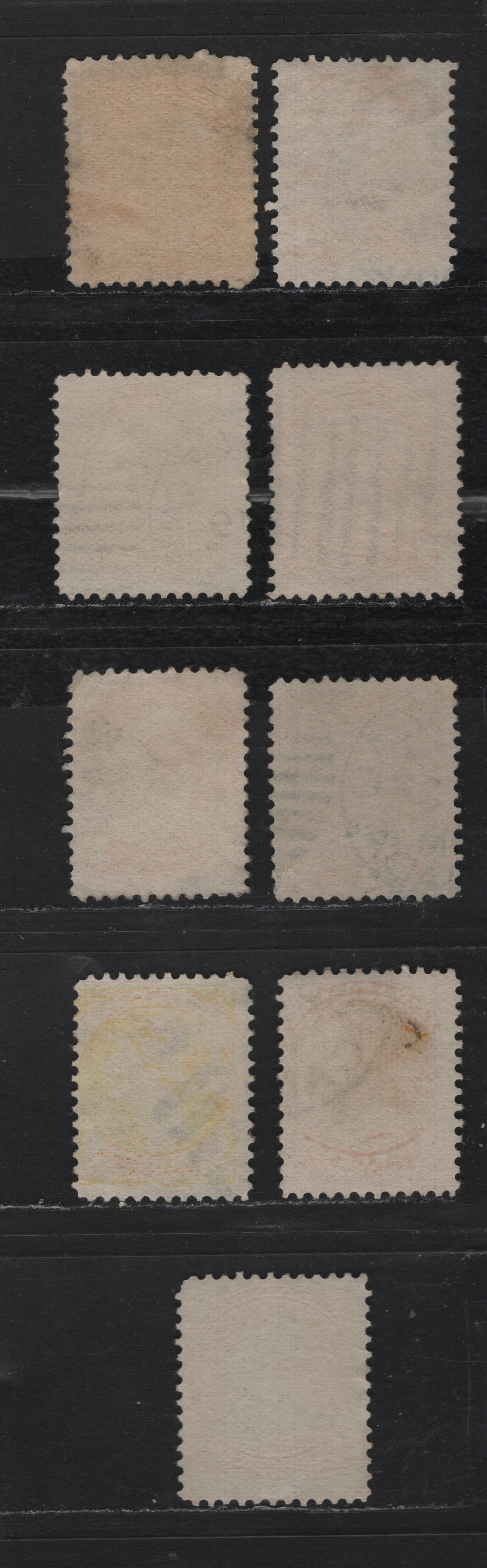 Lot 321 Canada #35 1c Yellow, Pale Yellow, & Bright Yellow Queen Victoria, 1870-1897 Small Queen Issue, 9 Fine Used Singles Late Second Ottawa Printings On Paper Type 2O-S, See Page On Small Queen Papers For Details