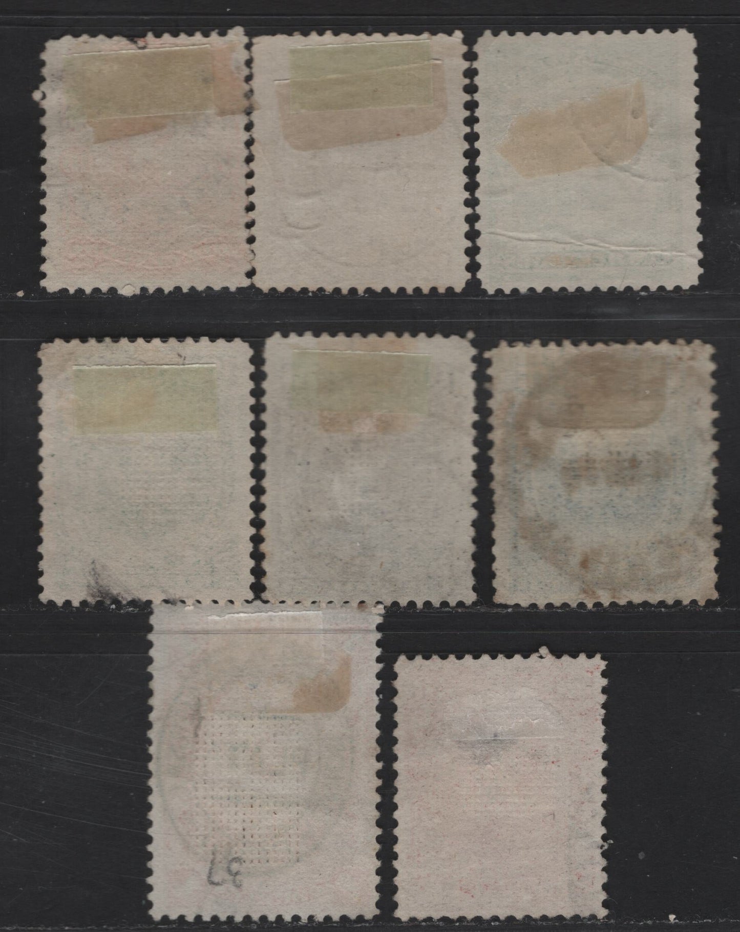 Lot 134 Peru SC#16-18, 23, 25-27, 37 5c - 1s Green - Rose Llamas - Sun, 1866-1880 Llama - UPU Peru Plata Overprinted Issues, 8 Fine/Very Fine Used Singles