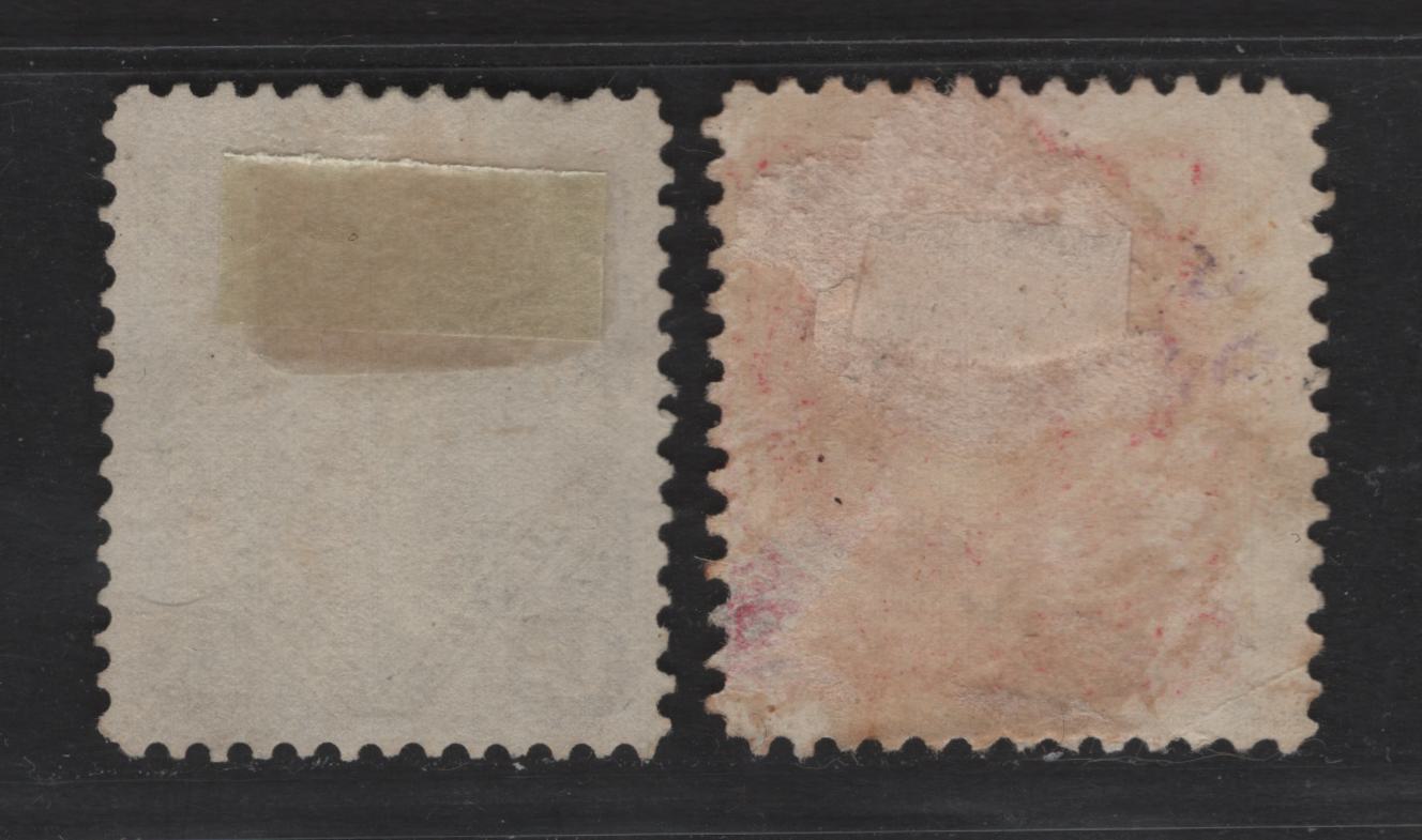 Lot 3 Argentina SC#20-21 5c - 15c Vermillion - Blue Rividavia & San Martin, 1867-1868 Pictorial Issue, 2 Fine Used Singles, Perf 12, Background of Crossed Lines
