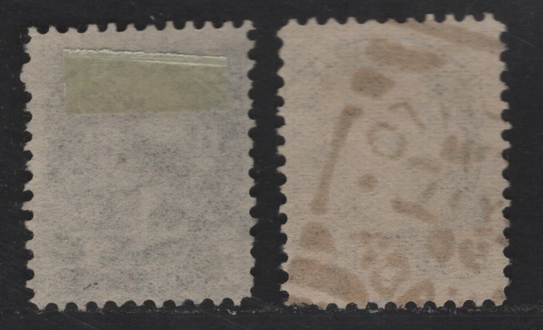 Lot 307 Canada SC#42 5c Deep Gray & Violet Gray Queen Victoria, 1870-1893 Small Queen Issue, 2 Fine Used Singles, Late Second Ottawa Printings, 2O-N & 2O-C Papers, 1896 Type B Toronto Squared Circle & Cork Cancels, Perfs 12x12.1 & 12