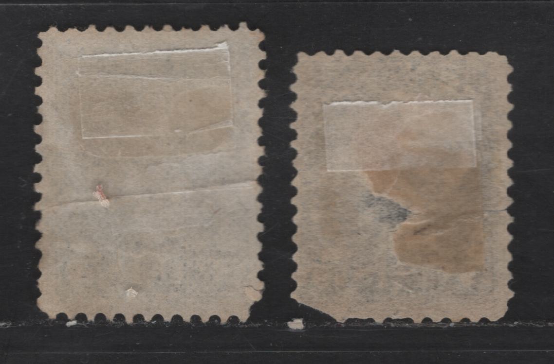 Lot 310 Canada SC#42 5c Gray Queen Victoria, 1870-1893 Small Queen Issue, 2 Ungraded Used Singles, Reference Lot Of Late Second Ottawa Printings, Paper 2O-U & Mid Second Ottawa Printings On 2O-P, Both Faulty