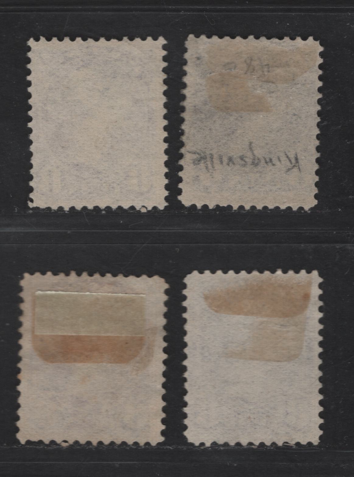 Lot 313 Canada #44 8c Violet Black Queen Victoria, 1870-1897 Small Queen Issue, 4 Fine Used Singles Late Second Ottawa Printings On Paper Types 2O-B, 2O-I, 2O-J and 2O-P